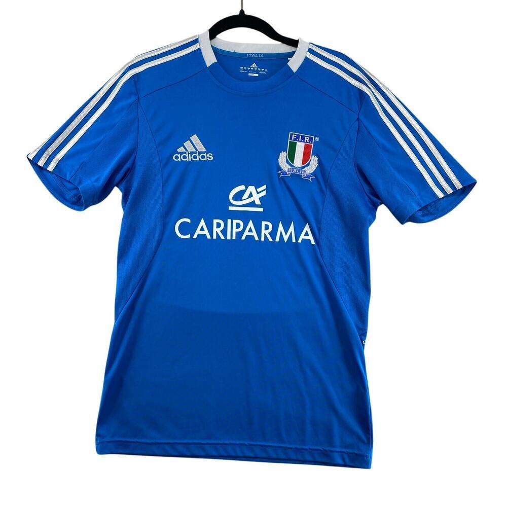 2013 Adidas FIR Italia Rugby Jersey Blue ClimaCool Italy Shirt Men’s M